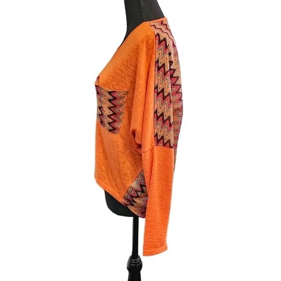 Ya Los Angeles Crochet Back Orange & Brown V neck 65% Cotton 35% Rayon Top Sz S - Picture 2 of 7